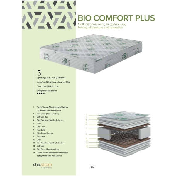 Στρώμα ύπνου  Bio Comfort Plus της σειράς Eco Pure από τη Chic Strom. - Image 1