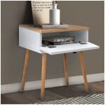 Κομοδίνο Pauline  μελαμίνης χρώμα pine - λευκό 45x35x61εκ. - Image 3