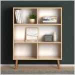 Βιβλιοθήκη μελαμίνης Cube  χρώμα oak 80x24x100εκ. - Image 3