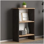 Βιβλιοθήκη μελαμίνης Flora  χρώμα industrial grey - oak 52x25x80εκ. - Image 2