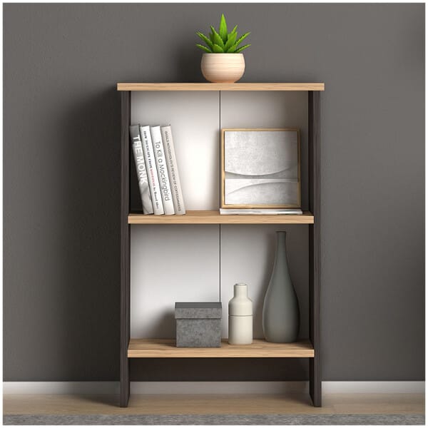 Βιβλιοθήκη μελαμίνης Flora  χρώμα industrial grey - oak 52x25x80εκ. - Image 3