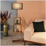 Φωτιστικό δαπέδου Claude  Mdf/fabric Pvc χρώμα καφέ/μαύρο 37x20x140εκ. - Image 2