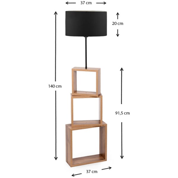 Φωτιστικό δαπέδου Claude  Mdf/fabric Pvc χρώμα καφέ/μαύρο 37x20x140εκ. - Image 3