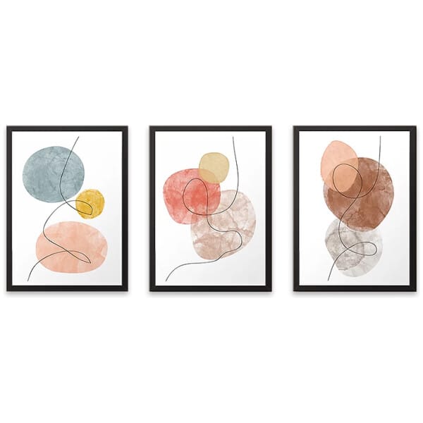 Πίνακας "Circles"  3 τμχ. σε πλαίσιο 35x45x2εκ. - Image 1