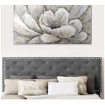 Πίνακας σε καμβά "Silver Flowers"  ψηφιακής εκτύπωσης 140x70x3εκ. - Image 2