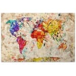 Πίνακας σε καμβά "Colorful World Map"  ψηφιακής εκτύπωσης 75x50x3εκ.