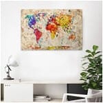 Πίνακας σε καμβά "Colorful World Map"  ψηφιακής εκτύπωσης 75x50x3εκ. - Image 2
