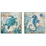 Πίνακας σε καμβά "Sea Creatures"  2 τμχ. ψηφιακής εκτύπωσης 83x40x3εκ.