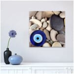 Πίνακας σε καμβά "Evil Eye Beads And Stones"  ψηφιακής εκτύπωσης 50x50x3εκ. - Image 2