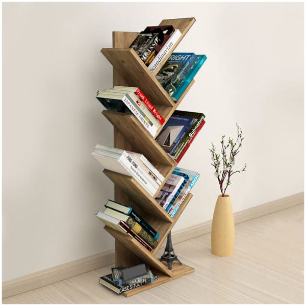 Βιβλιοθήκη μελαμίνης Milton  χρώμα pine oak 44x22x121εκ. - Image 3