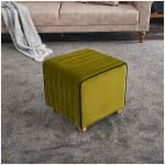 Σκαμπώ Mona  βελούδινο χρώμα πράσινο 40x40x40εκ. - Image 2