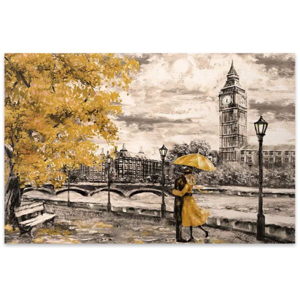 Πίνακας σε καμβά "Big Ben And Yellow Leaves"  ψηφιακής εκτύπωσης 125x80x3εκ.