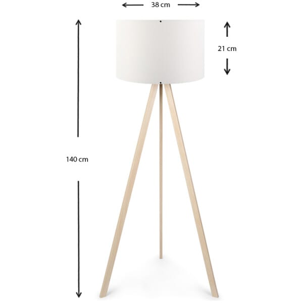 Φωτιστικό δαπέδου Rosling  Mdf/ύφασμα Pvc χρώμα φυσικό/λευκό 38x21x140εκ. - Image 3
