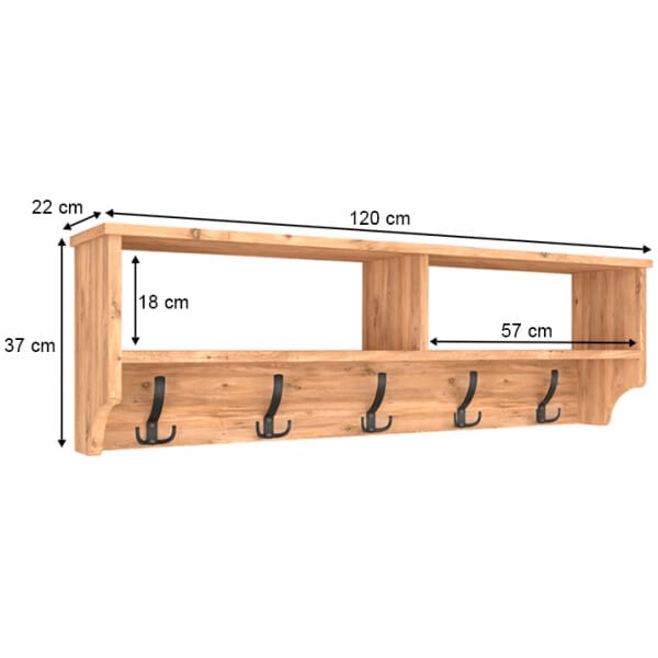 Κρεμάστρα τοίχου Ottila  από μελαμίνη χρώμα pine oak 120x22x37εκ. - Image 3