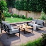 Σαλόνι κήπου Ermis  σετ 3 τμχ μέταλλο - ξύλο χρώμα μαύρο - γκρι