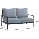 Σαλόνι κήπου Ermis  σετ 3 τμχ μέταλλο - ξύλο χρώμα μαύρο - γκρι - Image 3