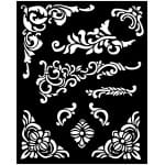 Thick Stencil Stamperia 20x25cm, Vintage Library, Corners and decorative