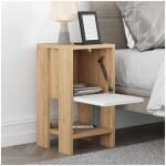 Κομοδίνο Ema  χρώμα sapphire oak - λευκό 30x30x55εκ. - Image 2