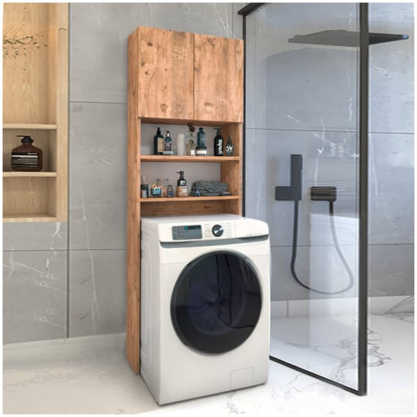 Έπιπλο πλυντηρίου Ramsey  από μελαμίνη χρώμα pine oak 65x27x190,6εκ. - Image 3