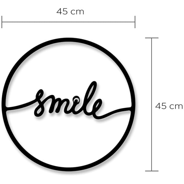 Διακοσμητικό τοίχου Smile  μεταλλικό χρώμα μαύρο 45x2x45εκ. - Image 3