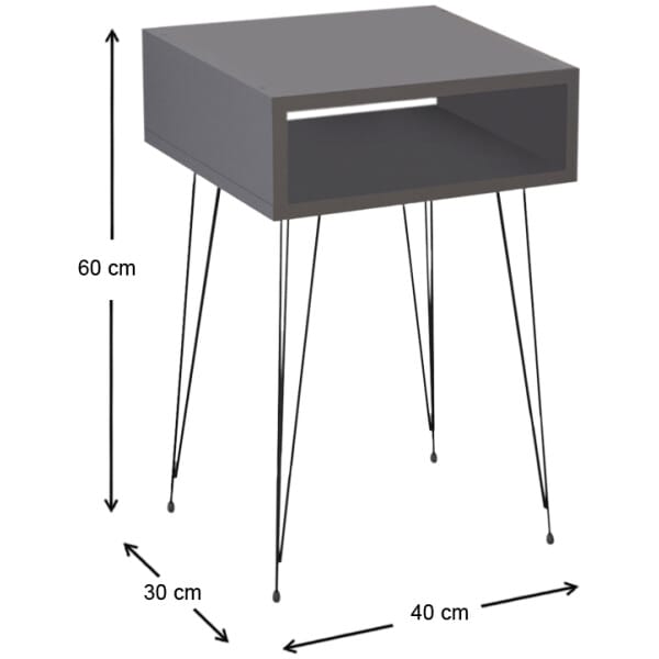 Κομοδίνο μελαμίνης Scott  χρώμα ανθρακί 40x30x60εκ. - Image 3