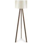 Φωτιστικό δαπέδου Rosling  Mdf/ύφασμα Pvc χρώμα καρυδί/μπεζ 38x21x140εκ.