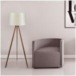 Φωτιστικό δαπέδου Rosling  Mdf/ύφασμα Pvc χρώμα καρυδί/μπεζ 38x21x140εκ. - Image 2