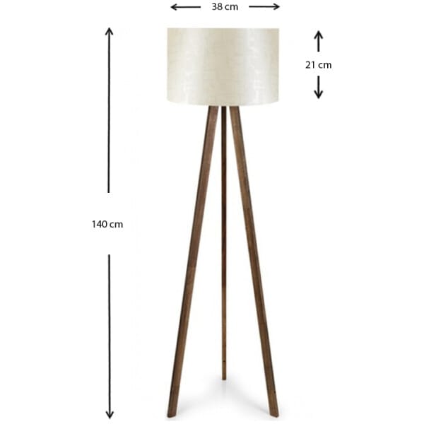 Φωτιστικό δαπέδου Rosling  Mdf/ύφασμα Pvc χρώμα καρυδί/μπεζ 38x21x140εκ. - Image 3