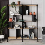 Βιβλιοθήκη Maxi  χρώμα sapphire oak - silky black 144x35x175εκ. - Image 2