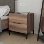 Κομοδίνο Oryana  χρώμα καρυδί 55x44x59εκ.