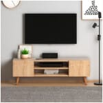 Έπιπλο τηλεόρασης Etna  από μελαμίνη χρώμα oak 120x30x40εκ. - Image 3