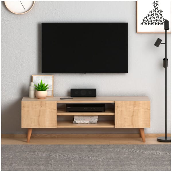 Έπιπλο τηλεόρασης Etna  από μελαμίνη χρώμα oak 120x30x40εκ. - Image 3