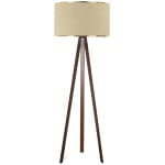 Φωτιστικό δαπέδου Rosling  Mdf/ύφασμα Pvc χρώμα καρυδί/μπεζ 38x21x140εκ.