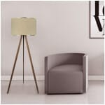 Φωτιστικό δαπέδου Rosling  Mdf/ύφασμα Pvc χρώμα καρυδί/μπεζ 38x21x140εκ. - Image 2
