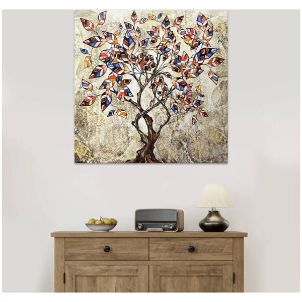 Πίνακας σε καμβά "Tree And Leaves"  ψηφιακής εκτύπωσης 100x100x3εκ. - Image 2