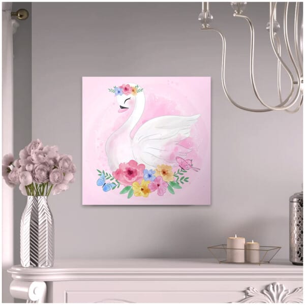 Πίνακας σε καμβά "Baby Swan"  ψηφιακής εκτύπωσης 40x40x3εκ. - Image 2