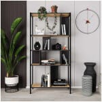 Βιβλιοθήκη Midi  χρώμα sapphire oak - silky black 88x35x175εκ. - Image 2
