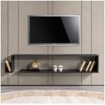 Έπιπλο τηλεόρασης επιτοίχιο Regnar  χρώμα rebab 168,6x25x31,8εκ. - Image 2