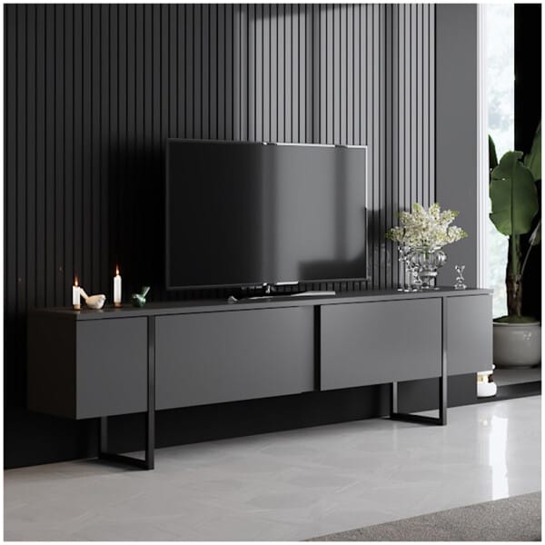 Έπιπλο τηλεόρασης Luxe  χρώμα ανθρακί 180x30x50εκ. - Image 2