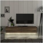 Έπιπλο τηλεόρασης επιτοίχιο Aristo  με LED χρώμα καρυδί 135x31,6x25εκ. - Image 2