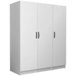 Ντουλάπα ρούχων Victoria  τρίφυλλη χρώμα λευκό 150x60x181εκ.