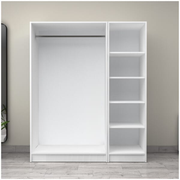 Ντουλάπα ρούχων Victoria  τρίφυλλη χρώμα λευκό 150x60x181εκ. - Image 3