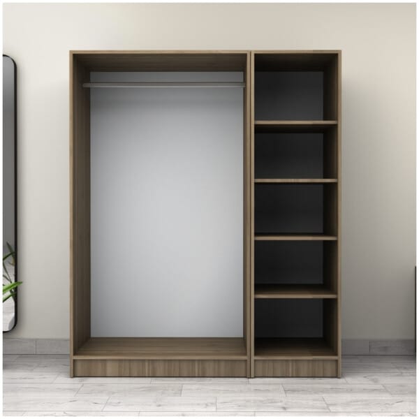 Ντουλάπα ρούχων Victoria  τρίφυλλη χρώμα καρυδί 150x60x181εκ. - Image 3