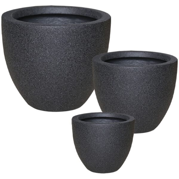 ΚΑΣΠΩ FIBERCLAY ΣΕΤ/3 ΜΑΥΡΟ-ΓΡΑΝΙΤΗ ΣΤΡOΓΓΥΛΟ - S:Φ25x21, M:Φ36x30, L:Φ45x39cm 1/ΚΙΒ - Image 1