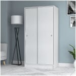 Ντουλάπα ρούχων Misra  δίφυλλη συρόμενη χρώμα λευκό 94x52x182εκ.