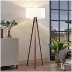 Φωτιστικό δαπέδου Rosling  Mdf/ύφασμα Pvc χρώμα καρυδί - λευκό 38x38x140εκ. - Image 2