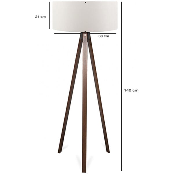 Φωτιστικό δαπέδου Rosling  Mdf/ύφασμα Pvc χρώμα καρυδί - λευκό 38x38x140εκ. - Image 3