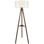 Φωτιστικό δαπέδου Thomas  E27 Mdf/ύφασμα Pvc χρώμα καρυδί - κρεμ 38x38x135εκ.