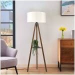 Φωτιστικό δαπέδου Thomas  E27 Mdf/ύφασμα Pvc χρώμα καρυδί - κρεμ 38x38x135εκ. - Image 2