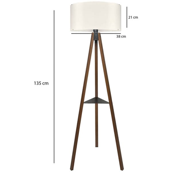 Φωτιστικό δαπέδου Thomas  E27 Mdf/ύφασμα Pvc χρώμα καρυδί - κρεμ 38x38x135εκ. - Image 3